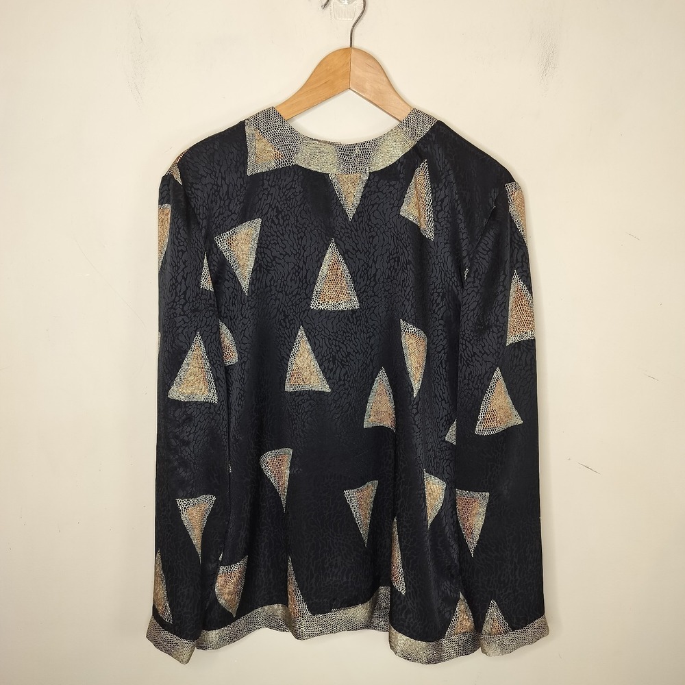 Vintage Caron Chicago Satin Blouse Geometric Satin USA